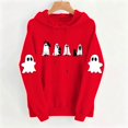 thumbnail image 4 of Nmnitkp Women's Halloween Hoodie Sweatshirt Vintage Frame Ghost Grid Print Oversized Long Sleeve Pullover with Kangaroo Pocket Fall Spooky Tops for Party Daily Wear Red,M, 4 of 5