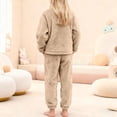 thumbnail image 7 of Hessimy Toddler Boys Girls Spring Summer 2Pcs Long Sleeve Pullover Sweatshirt Tops Soft Sweatpants Sweatsuit 3M-12T(Khaki,18-24 Months), 7 of 7