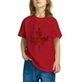thumbnail image 3 of Mgmyaa Boys' and Girls' Short Sleeve T Shirts Kids Summer Maple Leaf Print Loose Tops Casual Crewneck Basic Tees 3-10Y, 3 of 8