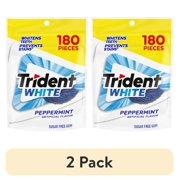 (2 pack) Trident White Peppermint Sugar Free Gum, Value Pack, 180 Regular Size Pieces