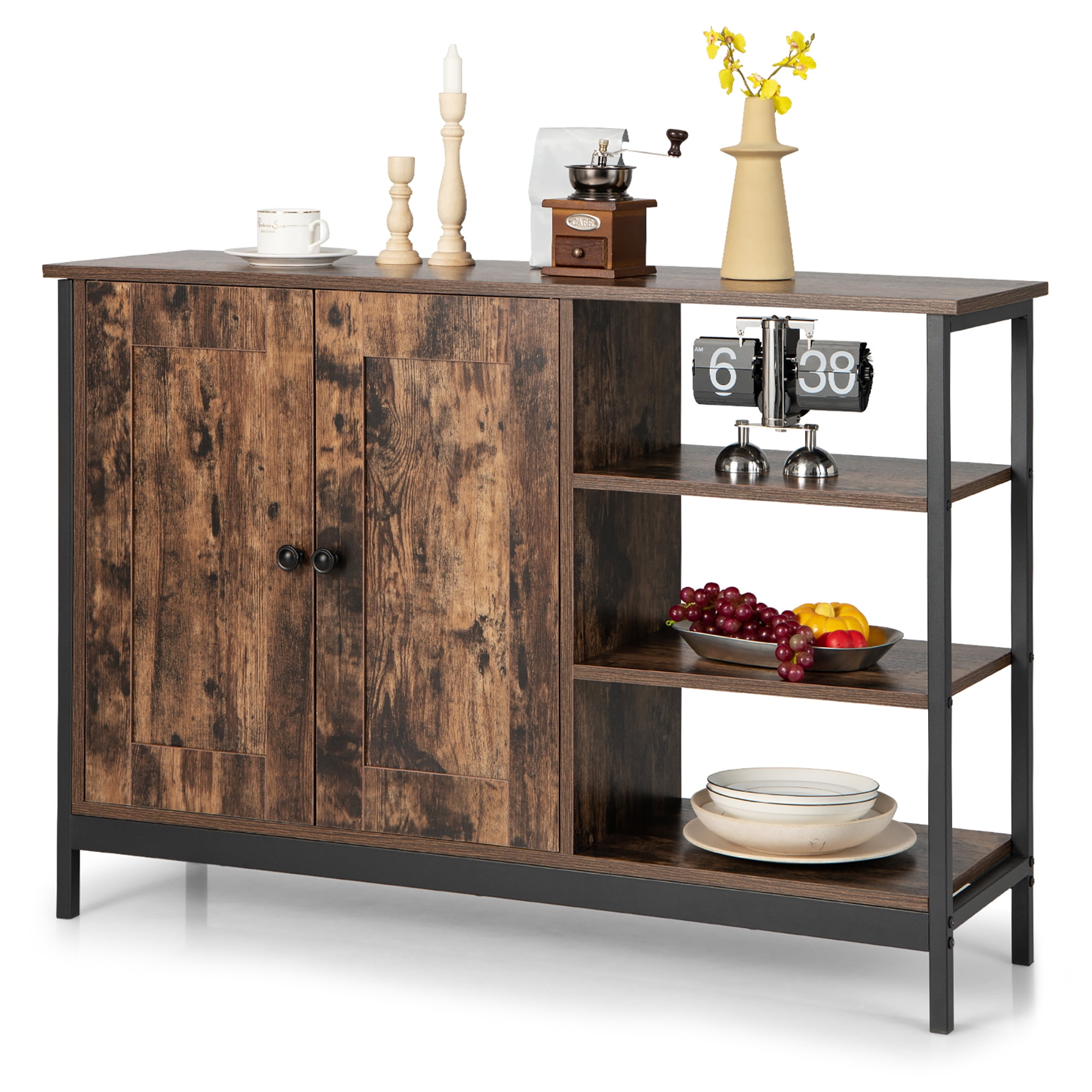 Costway 2Door Industrial Kitchen Storage Buffet Sideboard Open