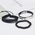 thumbnail image 3 of Men Vintage Woven Leather Bracelet Alloy Leather Bracelet Set Mother's Day Birthday Anniversary Gifts for Mom Of The Day, 3 of 3