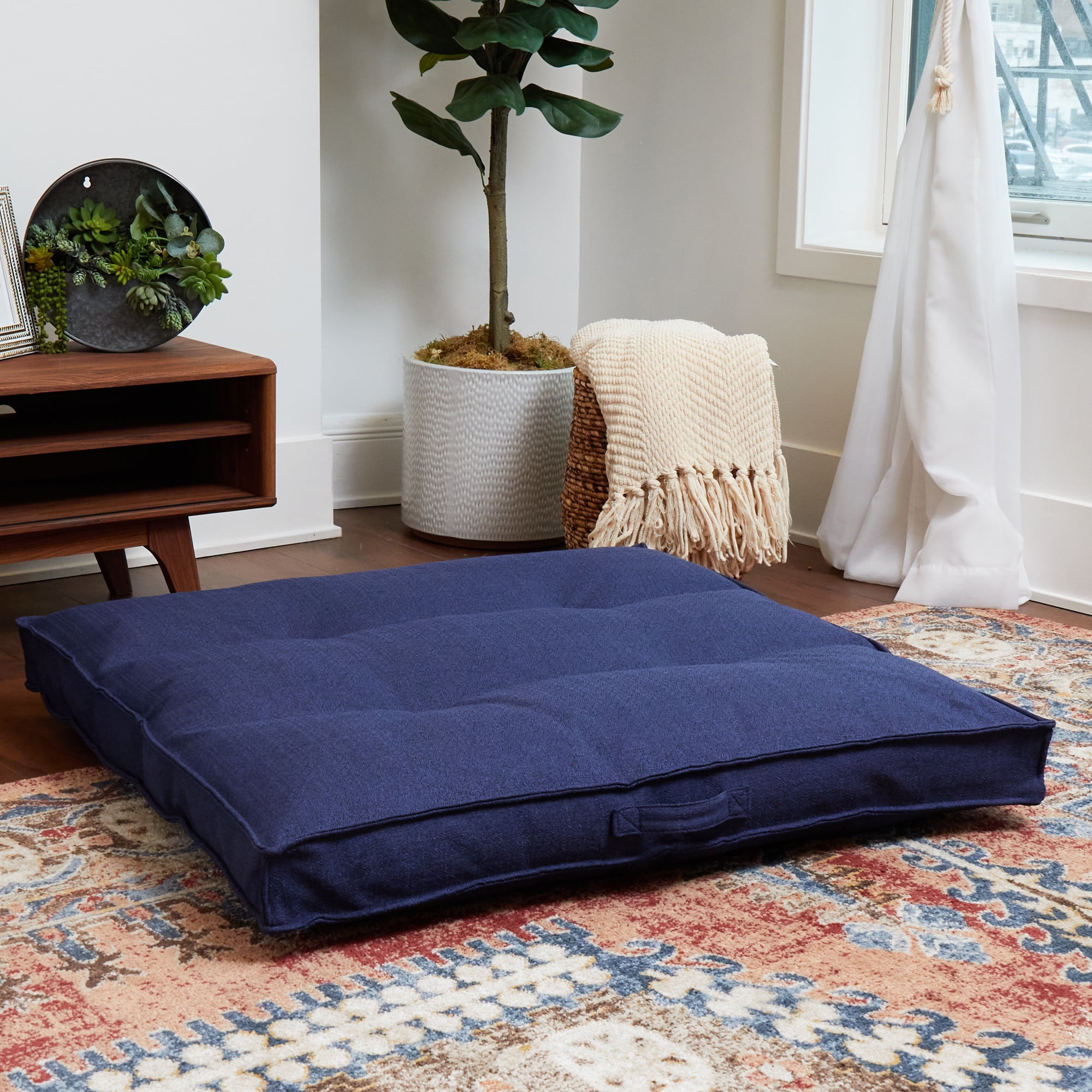 Happy Hounds Milo Square Tufted Dog Bed, Cobalt, Large (40 x 40 in.)