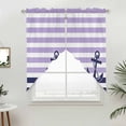 thumbnail image 4 of Anchor Purple Kitchen Window Curtains, Swag Curtains Valance for Bedroom Living Room Bathroom, Modern Navy Blue White Striped Nautical Rod Pocket Window Curtain Block Drapes 2 Panels 36"x45", 4 of 8