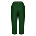 thumbnail image 4 of Hvyesh Wide Leg Linen Pants Women Casual Plus Size Capri Pants Cropped Elastic High Waisted Dress Pants Summer Work Pants with Pockets, 4 of 5