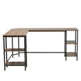 thumbnail image 3 of Baxton Studio Lydia Modern Walnut Brown Finished Wood and Black Metal L-Shaped Corner Desk with Shelves, 3 of 10