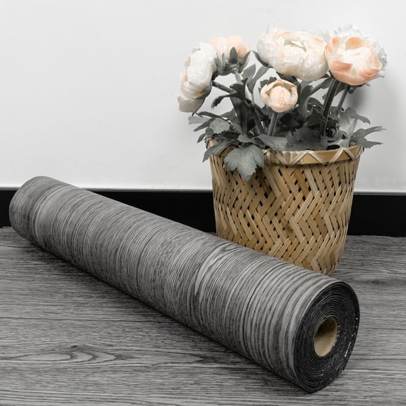 Lxcreat Vinyl Flooring Gray Peel and Stick Roll Vinyl Floor 118-in x 15.7-in Wood Plank Flooring Self Adhesive Vinyl Wood Grain Floor