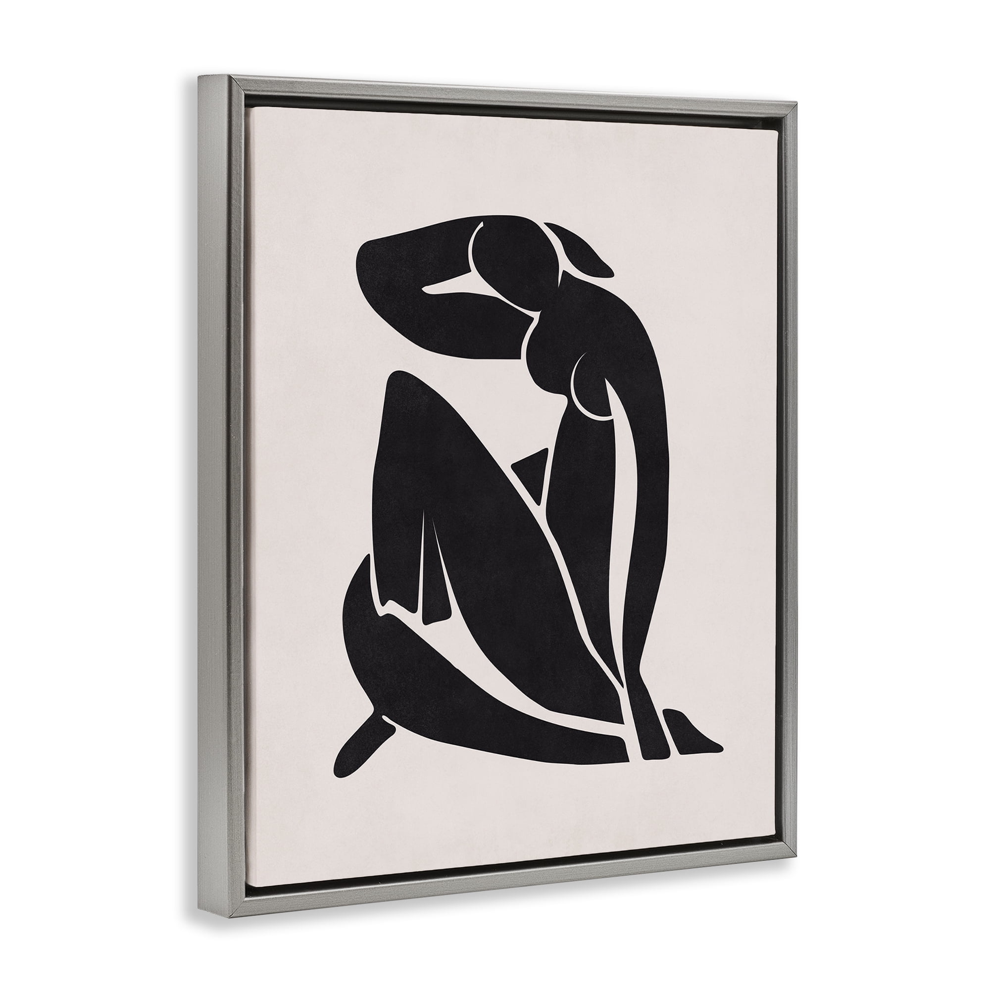 Stupell Industries Midcentury Boho Figure People Painting Gray Floater Framed Canvas Art Print Wall Art, 25 x 31