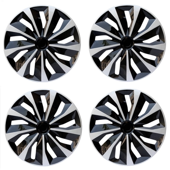 (4-Pack) Black & Silver Premium 17" Wheel Rim Cover Hubcaps OEM Style Replacement Snap On Car Truck SUV Hub Cap for R17 Rim