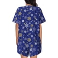 thumbnail image 6 of Balery Golden Snowflakes Royal Blue Pattern Womens Pajama Sets 2 Piece Soft Short Sleeve Top and Shorts Sleepwear Round Neck Pjs Lounge Set with Pockets-XX-Large, 6 of 7