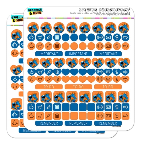 Sesame Street Vintage Cookie Monster Planner Calendar Scrapbooking Crafting Sticker Set