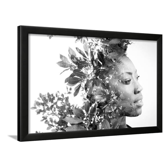 Double Exposure Portrait of Attractive African American Woman Combined with Photograph of Leaves, Figurative Framed Art Print Wall Art by Victor Tongdee Sold by Art.Com