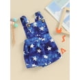 thumbnail image 4 of Suealasg Little Boys Girls 4th of July Jumpsuit 1T 2T 3T 4T 5T 6T Kids Sleeveless Star Print Spaghetti Strap Denim Romper Overalls Toddler Summer Independence Day Clothes, 4 of 9