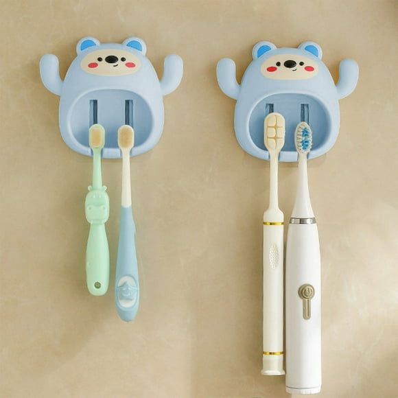Juego de cepillos de dientes con ventosa, diseño apto para niños, cerdas suaves y de agarre fuerte, estilo de dibujos animados, para niños pequeños, cuidado bucal diario, material plástico,