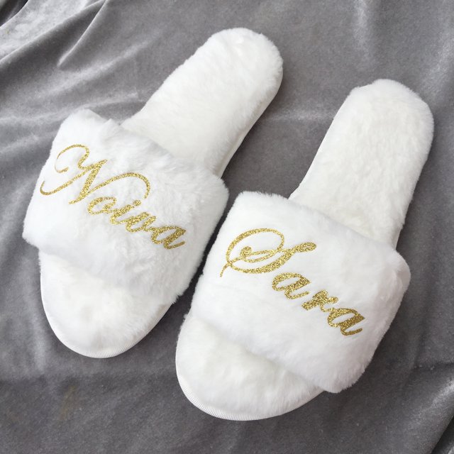 Sandalias Flurry personalizadas para mujer, sandalias de casa para mujer, regalo de cumpleaños, mejor amiga, boda, novia, dama de honor, regalos, 1 par