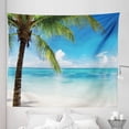 thumbnail image 1 of Ocean Tapestry, Exotic Beach Water and Palm Tree by the Shore Clear Sky Landscape Image, Fabric Wall Hanging Decor for Bedroom Living Room Dorm, 5 Sizes, Green Blue White, by Ambesonne, 1 of 9
