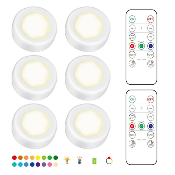 6pcs LED Spotlights 2 Remote Controls RGB Design - Multicolored White