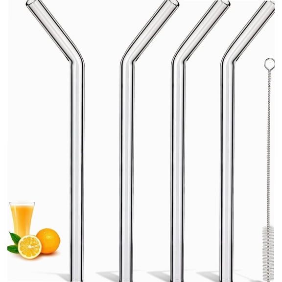 Reusable Straws Glass Straw: Glass Smoothie Straws Reusable Bent Clear Straws Long 10 inch 10mm Wide Glass Drinking Straws Thick