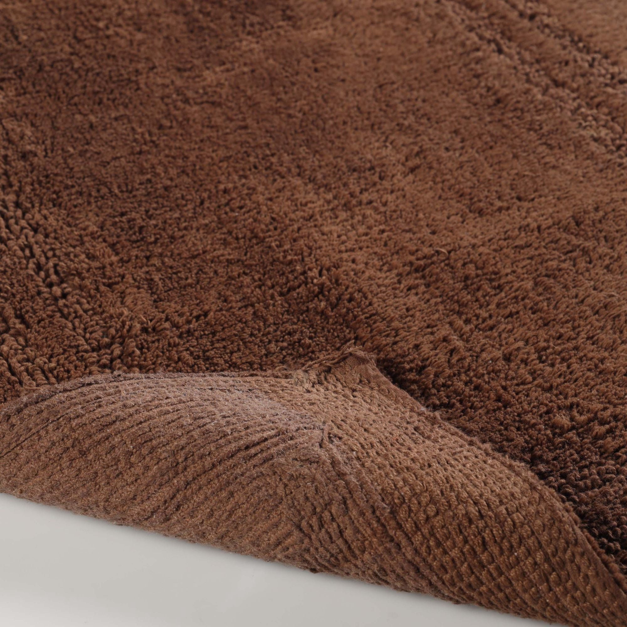 Superior Solid Bordered Cotton Washable Non-Slip Bath Rug, Runner Size, Chocolate