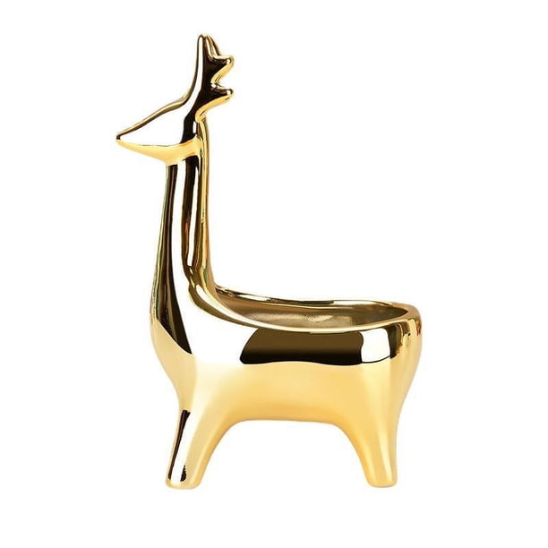 Caja de joyería de animales, figura coleccionable de ciervos, adorno para el hogar, caja de almacenamiento de joyas de ciervos de resina, adornos lindos, caja organizadora de joyas (oro) oso de fresa Electrónica