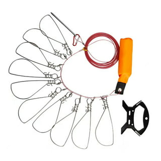Fish Stringer- Heavy Duty Rope Stringer for Fishing with 5 Stainless Steel,  Tangle Free Hooks, Float and Plastic Handle By Wakeman Outdoors (16’4”)