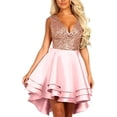 thumbnail image 1 of Femmes Paillettes Paillettes V Cou Patineur Mini Club Cocktail Partie Robe de Bal, 1 of 7