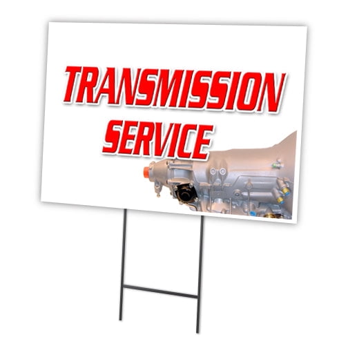 TRANSMISSION SERVICE 18"x24" Yard Sign & Stake outdoor plastic window | Advertise Your Business | Stake Included Image On Front Only | Made in The USA