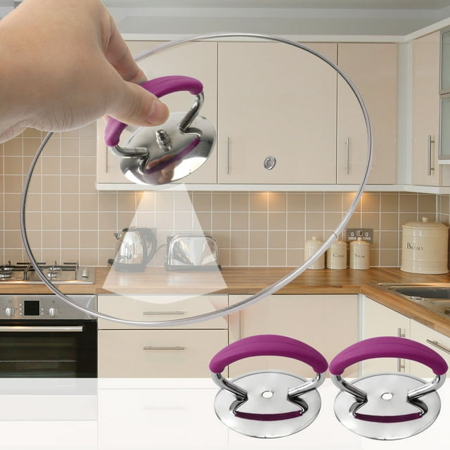 Unique Bargains Stainless Steel Pot Lid Knob Silicone Handle Cookware Cover Replacement Purple