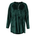 thumbnail image 3 of SNKSDGM Womens Tops Long Sleeve Oversized Womens Pleated Button Dwon Velvet Tunic Tops Dressy Casual Loose Long Sleeve Christmas Party Blouse Plus Size Tops for Women Sexy Tunic, 3 of 3