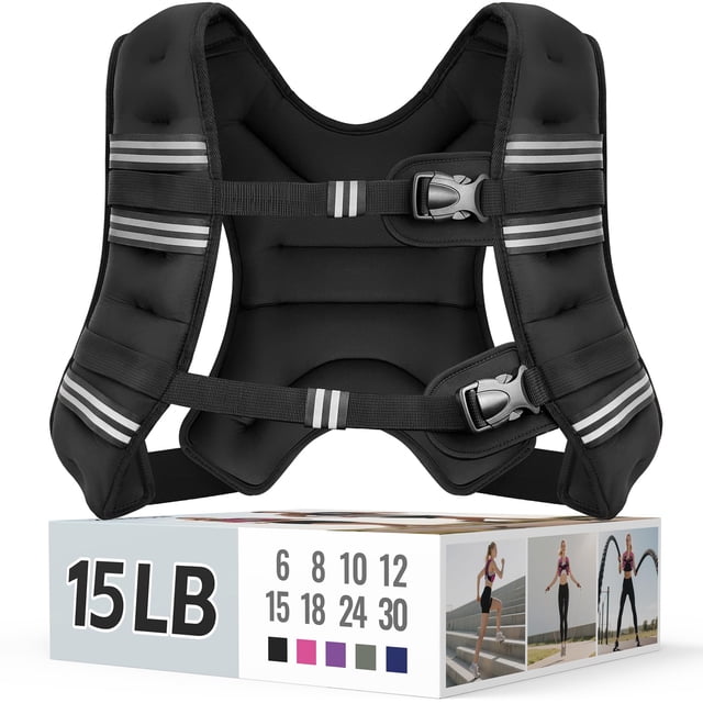 Chaleco lastrado Zeerun de 15 lb con franjas reflectantes y hebilla ajustable