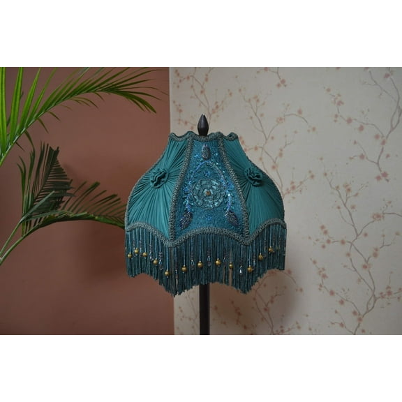 BespokeByNikita Green Embroidered Dome Lampshade