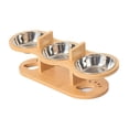 thumbnail image 3 of Comederos elevados para gatos ergonómicos, inclinados y fáciles de limpiar con rejilla de madera Acero inoxidable, 3 of 9