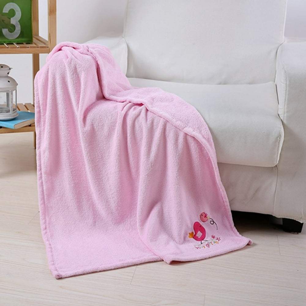 Noble House Baby Girl Embroidery Baby Blanket, Soft Plush Cozy 30"x40