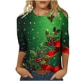 thumbnail image 3 of Christmas Shirts for Women Plus Size Casual Print Round Neck Short Sleeves Shirt Lightweight Outfits Pullover Blouses for Holiday S-5XL, 3 of 6