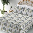 thumbnail image 3 of Forest Sheet Set, Botanical Minimalist Drawing Tree Leaves on Plain Background Print, Fitted & Flat Sheet with Pillowcase Bedding Accent 3 Pcs Set, Twin, Khaki White and Hunter Green, by Ambesonne, 3 of 5