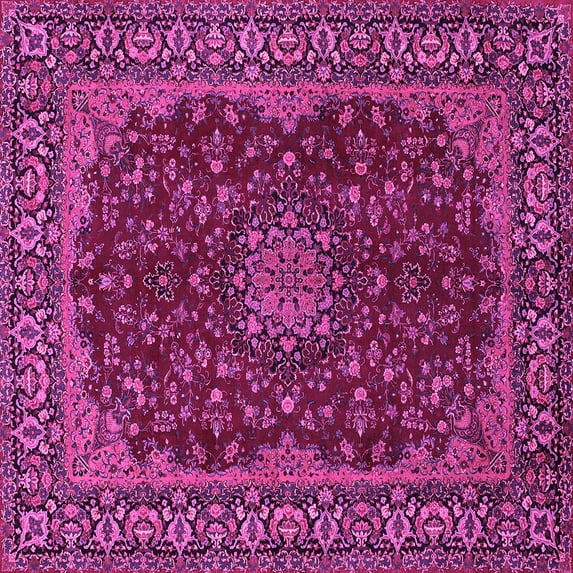 Ahgly Company Indoor Square Medallion Pink Traditional Area Rugs, 7' Square