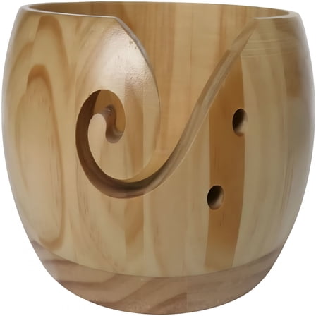 LAMIRO Wooden Yarn Bowl,Large Yarn Bowl for Knitting and Crochet,Handmade Round Yarn Knitting Crocheting Storage Organizer Holder for Knitting Lover,6.69 x 3.15 inch