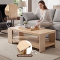 thumbnail image 6 of Dayalane 47" Modern Farmhouse Style Coffee Table, 2-Tier Storage Rectangular Center Table with Solid Pine Wood Legs, Thick Wooden Design Rectangular Living Room Table for Living Room Office, Natural, 6 of 11