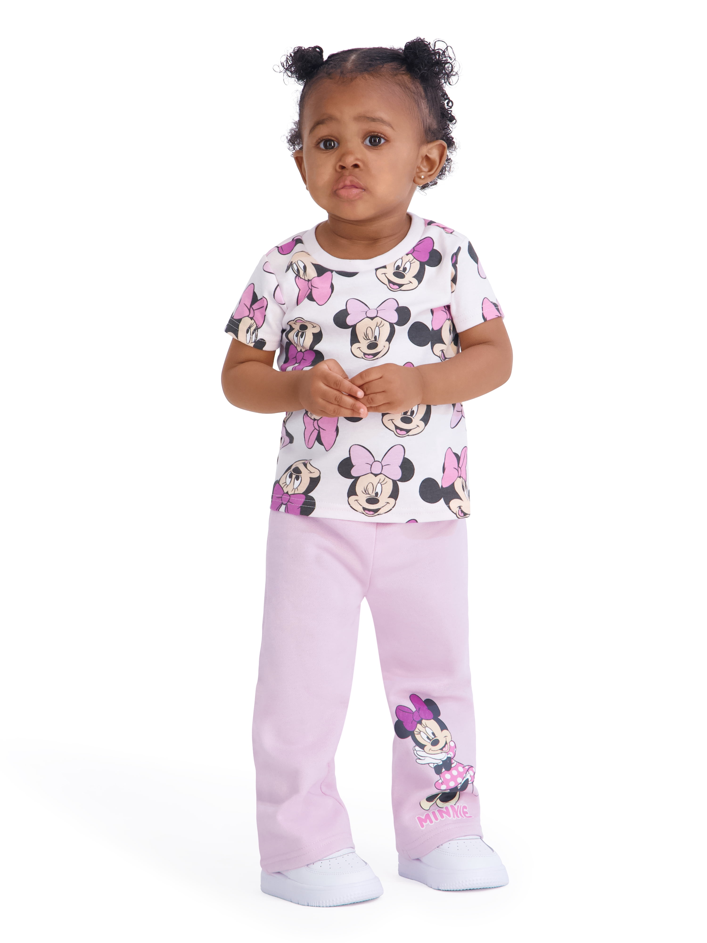 Minnie Mouse Baby Girl 3 Piece Fleece Jogger Set, Sizes 0-24 Months