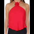 thumbnail image 1 of Camiseta Sin Mangas de Lunares Y2k para Mujer, Estilo Halter, Sin Mangas, con Cuello Halter, Camisola Sin Espalda y Decoración de Rosas. Rojo S, 1 of 7