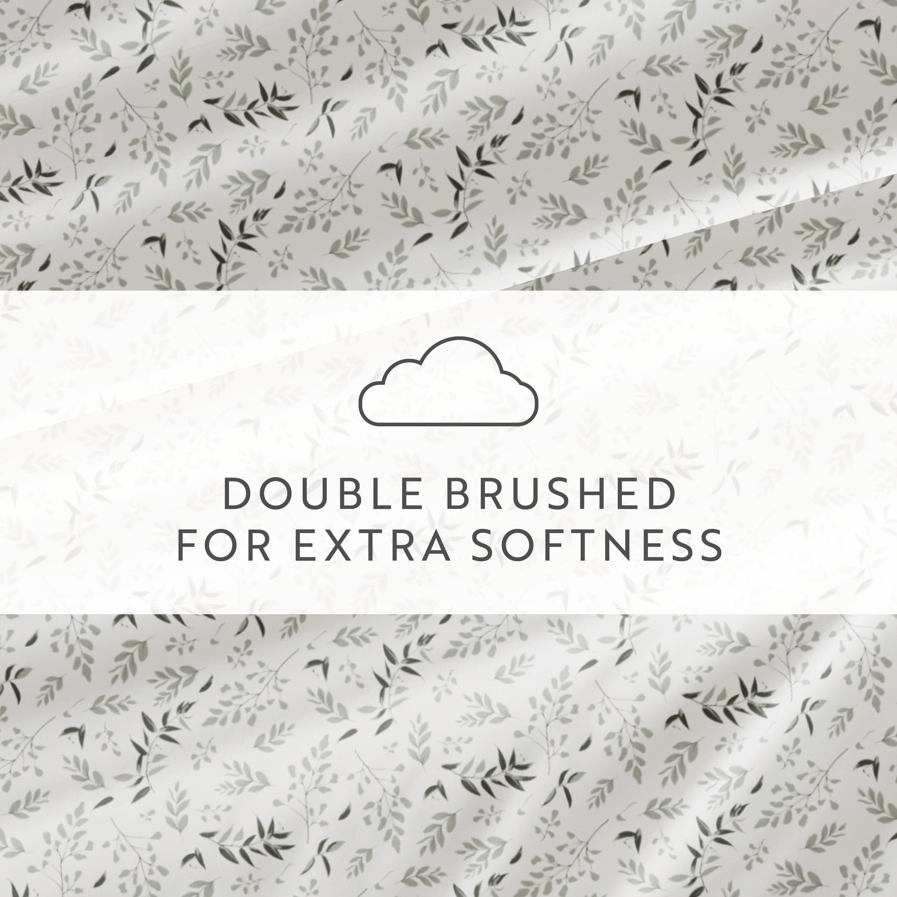 Noble Linens 4 Piece Pattern Microfiber Bed Sheets Set, Tossed Foliage Eucalyptus, Cal King