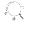 thumbnail image 2 of Delight Jewelry Silvertone Purple Plumeria Flower Silvertone Dream Big Charm Bracelet, 7.5+2" Extender, 2 of 4