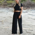 thumbnail image 2 of Ashirexll Vacation Outfits for Women, Two Piece Sets for Women, Solid Color Tank Top and Pocket Lace Up Pants Two Piece Set, 2 of 7
