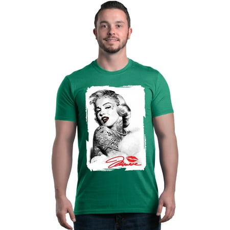 - Shop4Ever Men's Marilyn Monroe Tattoo Star Blonde Bombshell Graphic T-shirt