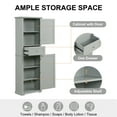 thumbnail image 3 of Xukmct Wood Tall Bathroom Storage Cabinet with 1 Drawer and 5 Inner Shelf, 2 Doors Freestanding Storage Cabinet for Living Room, Bathroom, Gray, 3 of 10