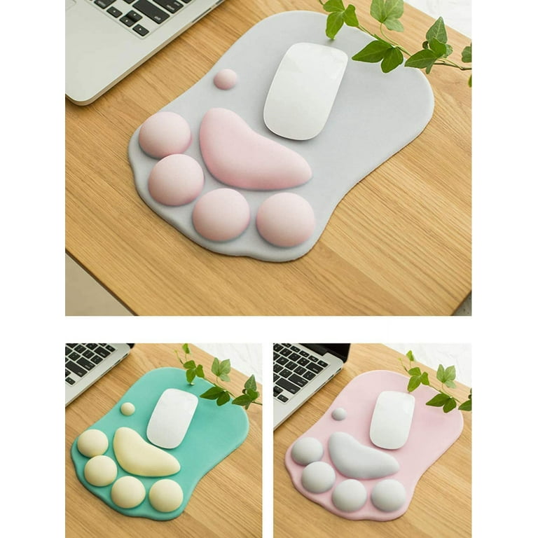 Cat Paw Mouse Pad with Wrist Rest Soft Gel Wrist Rest Pad Cute  Design-cushioning and Comfortable Mouse Pad,pink,F115711 