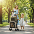 thumbnail image 6 of XunKA Double Decker Pet Stroller with Detachable Foldable Lightweight and Water-Resistant Mesh for Small Medium Dogs and Cats, 6 of 10