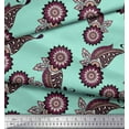 thumbnail image 2 of Soimoi Satin Silk Fabric Leaves & Floral Ethnic Decor Fabric Printed Yard 42 Inch Wide, 2 of 3
