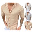 thumbnail image 4 of Camisa de punto de manga corta con solapa y un solo pecho, blusa informal de moda delgada para hombres, 4 of 6