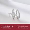 thumbnail image 3 of JeenMata Lab Grown Diamond Hoop Earrings - Round Cut Classic Earrings in White Gold Plating for Women, 3 of 9